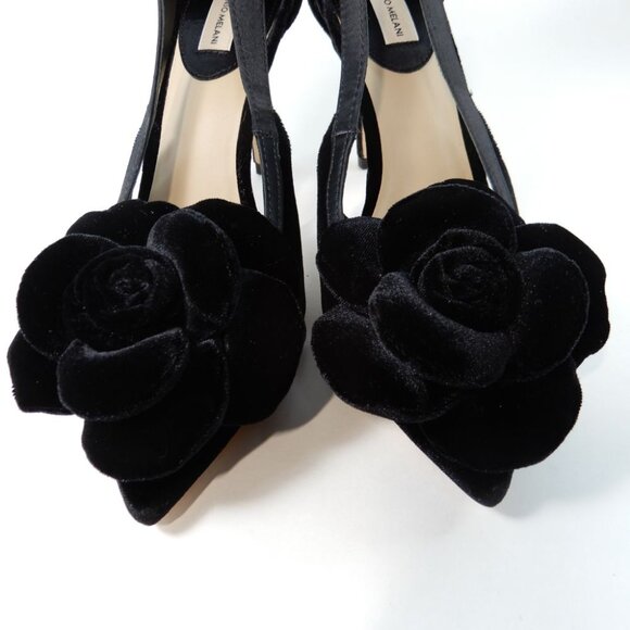 ANTONIO MELANI Ester Velvet Black Rose Flower Heels Pumps Size 6 Pointed Toe NEW - Picture 7 of 13